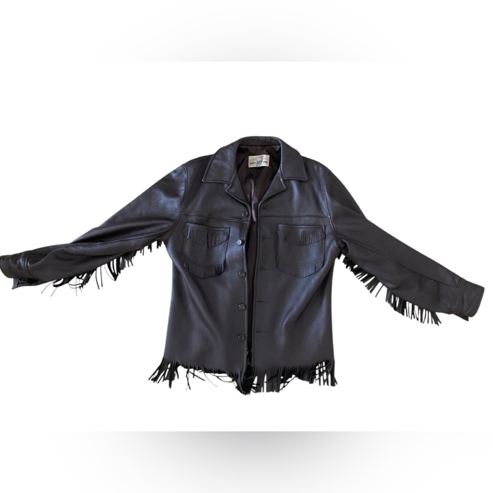 Vintage brown fringe deerskin jacket size Large